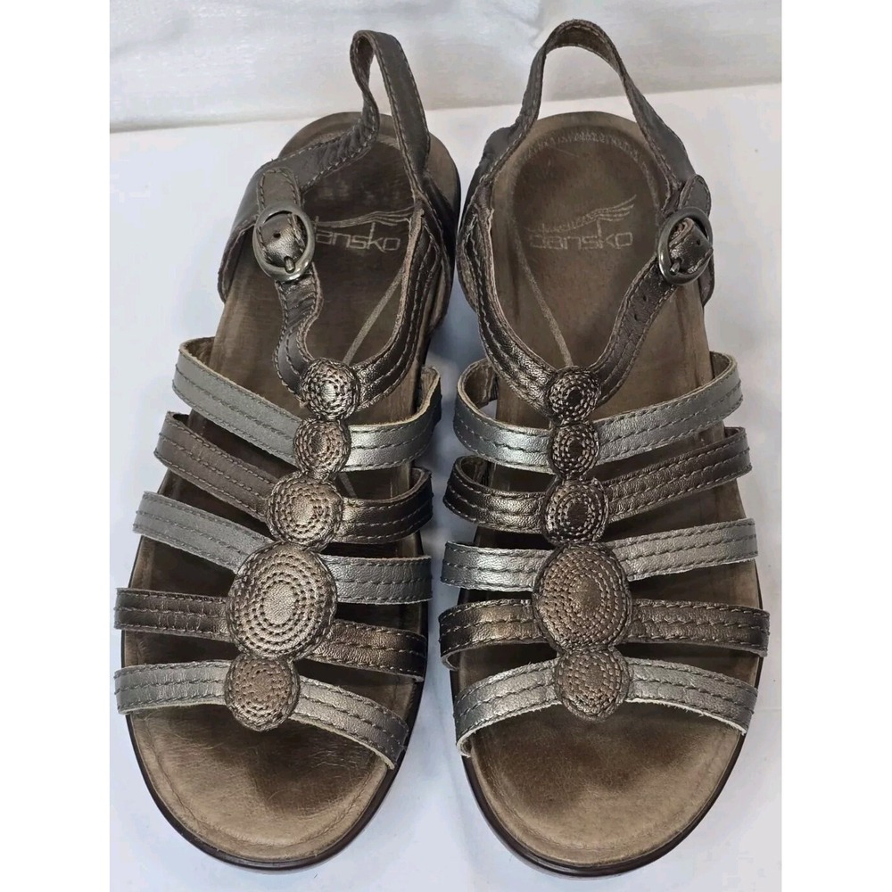 Dansko‎ Drea Womens Pewter Copper Silver Slingback Wedge Sandals Size EU 37
